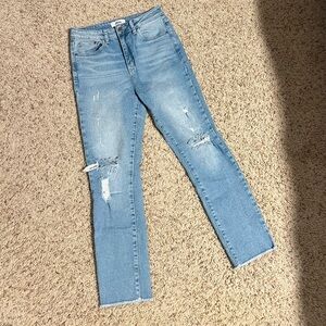 Just Black Light Blue Distressed Straight Leg Jeans